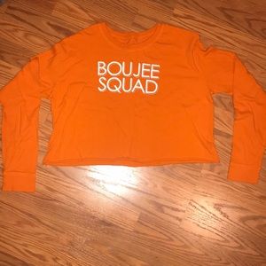 Long sleeve, size Medium, orange crop top